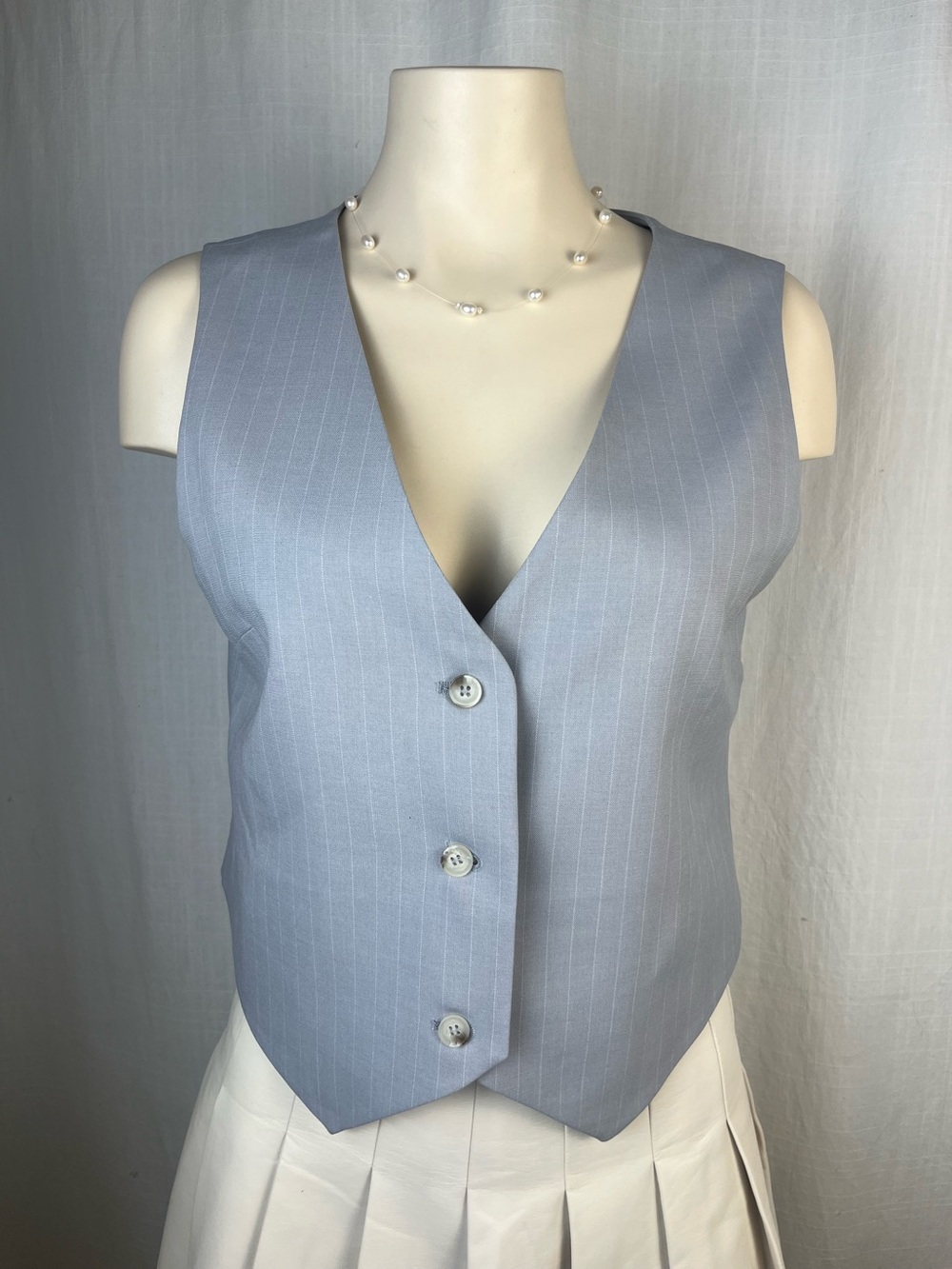 Lioness Light Gray Pinstripe Vest